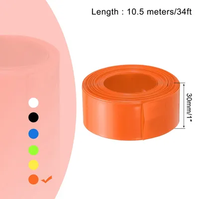 Produktbild von 10,5m L?nge PVC Schrumpfschlauch 19mm ID, 30mm Flachbreite Isolierschlauch Wasserdicht Schutzschlauch, Verh?ltnis 2:1 Schrumpfschl?uche fš¹r 18650 21700 AA AAA Batterien, Orange