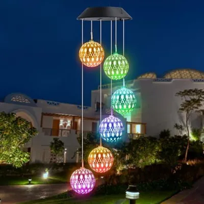 Produktbild von Marokkanische Solar Windspiel Garten, 6 LED Solar Windspiel für Draußen Wasserfest, Muttertagsgeschenke, Geschenke für Mutter/Frauen/Freundin, Dekorationen für Baum, Balkon, Hof, Hochzeit