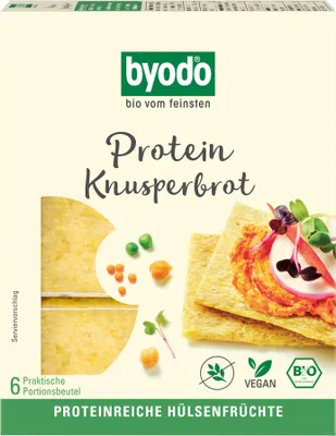 Produktbild von KNUSPRIGES PROTEIN-BRÖTCHEN AUS KICHERERBSEN, LINSEN UND ERBSEN – GLUTENFREI, , 110 g – BYODO