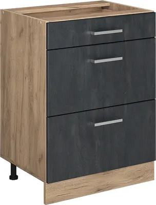 Produktbild von Küchenunterschrank Vicco R-Line Schwarz Beton 60 cm ohne Arbeitsplatte, Model 47548