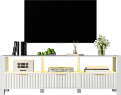 Produktbild von 152,5 cm weißer moderner TV-Schrank, schlichtes und elegantes Design