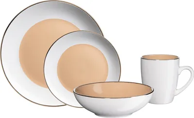 Produktbild von Kombiservice 16-teilig Metallicrand Cremeweiß Hellbraun neuetischkultur