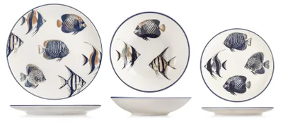 Image de Ensemble de vaisselle de 18 pièces avec un design maritime
