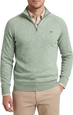 Produktbild von Gant Pullover grün meliert halber Reißverschluss meliert