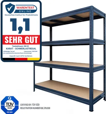 Produktbild von Weitspannregal Steckregal Schwerlastregal Kellerregal RIESENAUSWAHL grau 177x200x60 cm