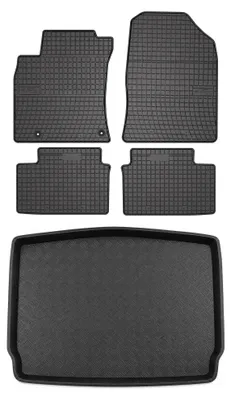 Zdjęcie produktu dla Dywaniki gumowe + mata bagażnika do Kia Ceed III 2018- (hatchback, dolny poziom podłogi) – czarne, dopasowane – Wielganizator SolidPRO