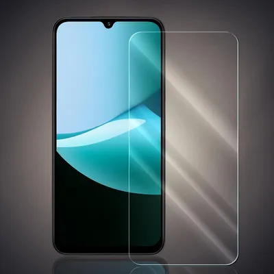 A smartphone screen protector is shown next to a smartphone.
