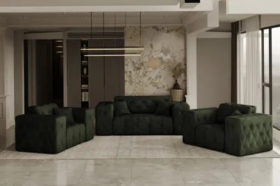 Produktbild von Kaiser Möbel Lux 2+1 + 1 Sofagarnitur, elegant, klassisch, schick in elegantem Whisper Stoff Grün