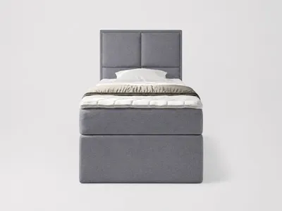Produktbild von NORDELO Boxspringbett MODERNO 120x200 cm NEW VELO Velvet Grau Komplett-Set gepolstertes Einzelbett mit Stauraum, Matratze und 4 cm Visco-Topper, Bonellfederkernmatratze, T30-Schaum