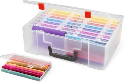Produktbild von Famanu Aufbewahrungsbox für Fotos und Bastelmaterialien mit 16 Fächern, transparent, 10x15 cm