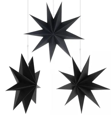 Immagine prodotto di Stelle di Natale di carta - Nero - 30 cm - 3 pezzi