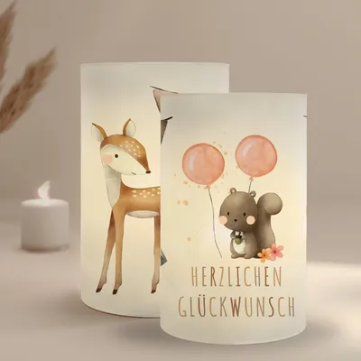 Productafbeelding van Set van 10 windlichtbanderoles met schattige dieren voor kinderfeestje