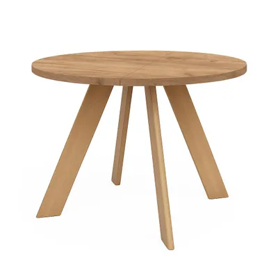 Produktbild von Runder Ausziehbarer Tisch für Esszimmer, LEX, Loft-Stil, Skandinavische, Durchmesser: 90 / 140 cm, Farbe: Eiche Craft