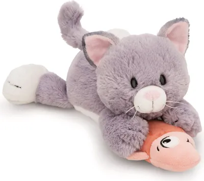 Produktbild von NICI Kuscheltier Katze mit Fisch 30cm - grau - Weiches Plüschtier – niedliches Stofftier zum Kuscheln & Spielen – tolle Geschenkidee für Kinder & Erwachsene - 62153