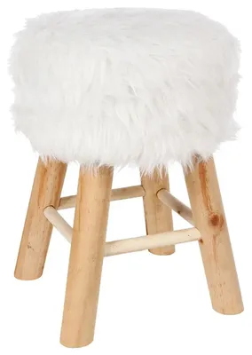 Produktbild von Atmosphera Beistell-/Sitzhocker Oslo - Holz/Stoff - weis - H42 cm