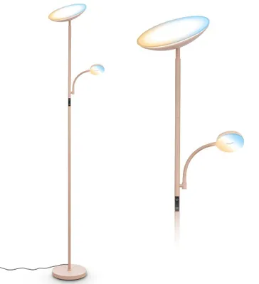 Produktbild von Briloner LED Stehlampe mit Lesearm Ø24x180 cm 21,4W 2660lm 3000K-6500K Warmweiß Bis Tageslichtweiß Stufenlos Dimmbar Beige - Deckenfluter Wohnzimmer Leselampe
