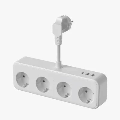Produktbild von Steckdosenleiste mit USB-C – 7-in-1 – Mehrfachsteckdose mit 4 Steckplätzen und 3 USB-Anschlüssen – 0,1 m