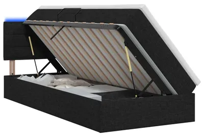 Productafbeelding van LED bed met opbergruimte en matras, zwart, 90 x 200 cm