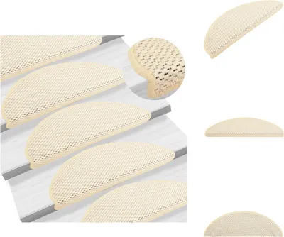 Produktbild von vidaXL Treppenmatten Selbstklebend Sisal-Optik 15 Stk. 65x21x4cm Creme -  Stufenteppiche