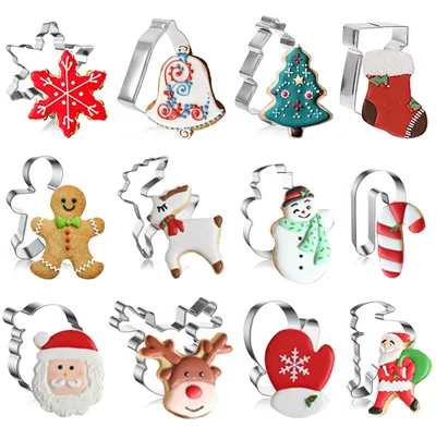 12er Set Weihnachts-Ausstechformen aus Edelstahl