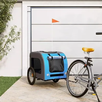 Produktbild von Fahrradanhänger Hunde Blau und Grau Oxford-Gewebe & Eisen FahrradanhäNger Kinder