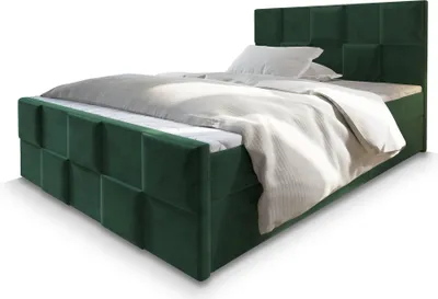 Produktbild von Masseno Boxspringbett MONA 160x200 cm Komplett-Set mit Bonell Matratze und Topper, Polsterbett mit Bettkästen -Grün, KRONOS 19