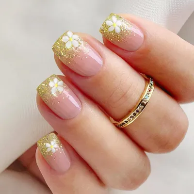 Immagine prodotto di Foglietti adesivi per unghie con glitter e motivi floreali, induribili con luce UV, confezione da 20 pezzi, per la decorazione delle unghie
