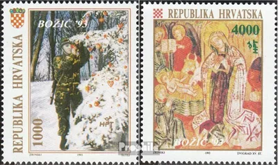 Produktbild von Briefmarken Kroatien 1993 Mi 261-262 (kompl.Ausg.) postfrisch Weihnachten