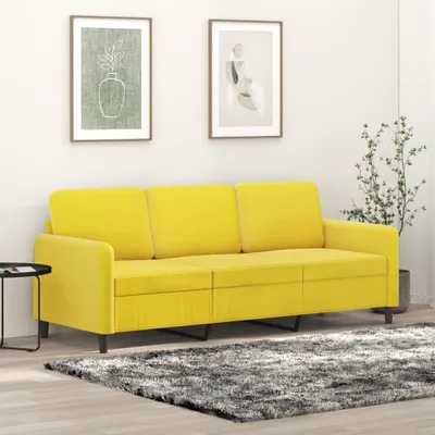 Produktbild von Design 3-Sitzer-Sofa Gelb 180 cm Samt, Schlafsofas 2024 Neu