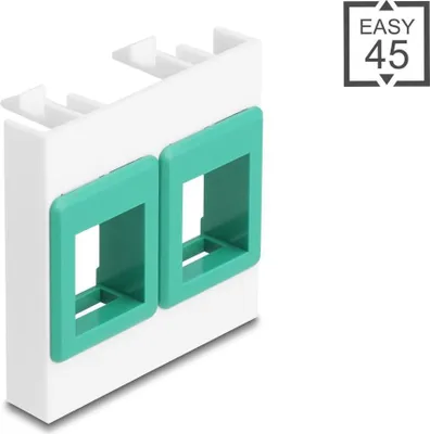 Productafbeelding van Delock Easy 45 module met twee Keystone-houders, 45 x 45 mm, wit/groen