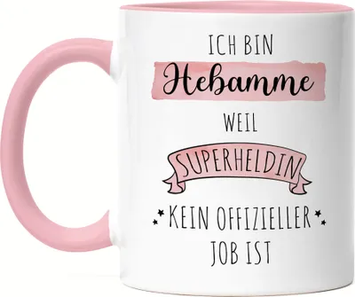 Produktbild von Ich Bin Hebamme Weil Superheldin Kein Anerkannter Job Ist Tasse Rosa Geschenk Danke Sagen