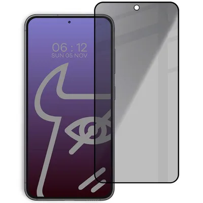 Produktbild von Bizon Glass Edge Shadow Privacy Tempered Glass für Galaxy S23, getönt mit schwarzem Rahmen