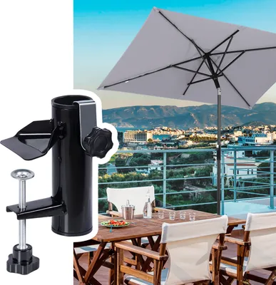Zdjęcie produktu dla Sekey parasol balkonowy prostokątny 200×125 cm parasol ogrodowy z balustradą balkonową UV50+ uchylny parasol zewnętrzny na balkon taras, jasnoszary