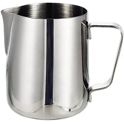 Produktbild von Milchkännchen, Milchkännchen aus Edelstahl Milk Pitcher 400ml Milchkanne Milchschaumkännchen Milch Aufschäumen für Cappuccino und Latte Art, Silber