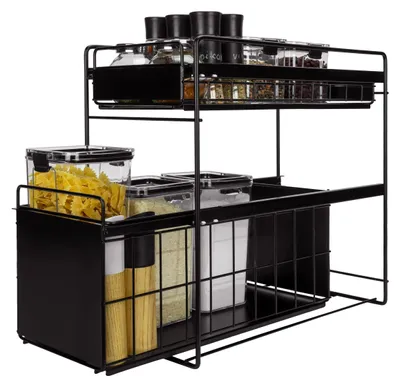 Image de Étagère d'épices extensible avec 2 tiroirs pour l'organisation de la cuisine