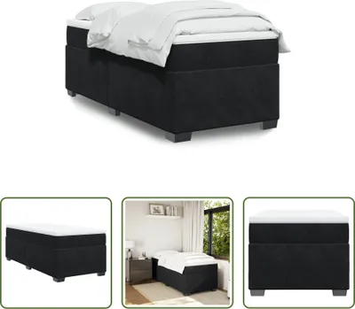 Produktbild von The Living Store Boxspringbett mit Matratze Schwarz 80x200 cm Samt