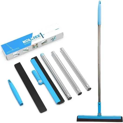 Obrázek produktu pro Čistič podlah a oken z nerezové oceli, délka 94 cm, ideální na zvířecí chlupy, včetně 2 náhradních čisticích hlavic