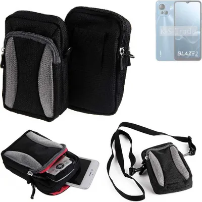 Produktbild von K-S-Trade Holster Schutz Hülle kompatibel mit Lava Blaze 2 Pro Handy Hülle Gürteltasche Umhängetasche mit Zusatzfach schwarz