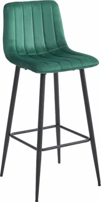 Image de Tabouret De Bar - Leobert - Pozza - Velours Vert Foncé/Pieds Noirs