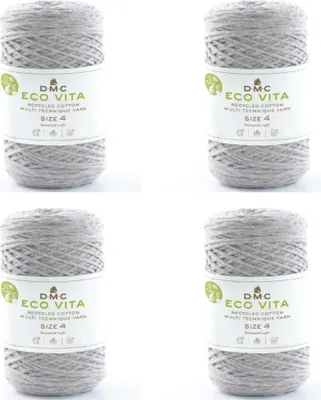 Zdjęcie produktu dla 4 motki DMC Eco Vita-4 – przędza bawełniana (4 mm) składająca się w 80% z bawełny pochodzącej z recyklingu i w 20% z poliestru (kolor 111)