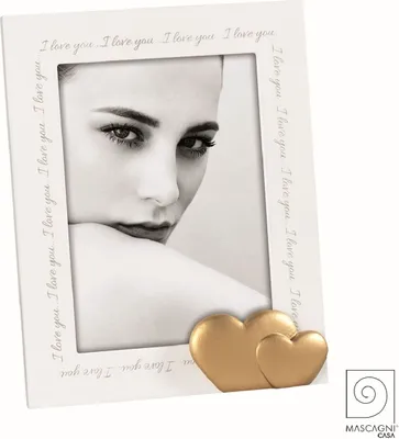 Produktbild von Mascagni A1588 Holzrahmen Harz Herzen Gold 13x18 cm