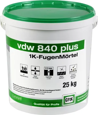 Produktbild von VDW 840 Plus 1K Fugenmörtel, steingrau, 25 Kg