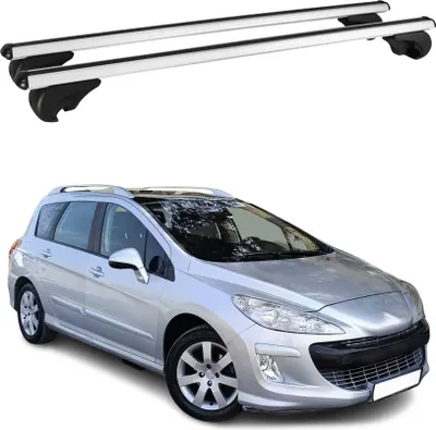 Image de Barres de toit Transversales pour Peugeot 308 Break 2008-2014 Aluminium Argent
