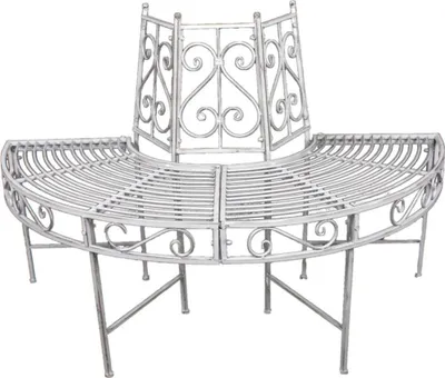 Produktbild von Baumbank >Varda< in weiss aus Stahl - 122x63x80cm (LxBxH)