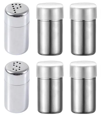 Mini-Salz- und Pfefferstreuer-Set, 6 Stück, Edelstahl, mit Deckel