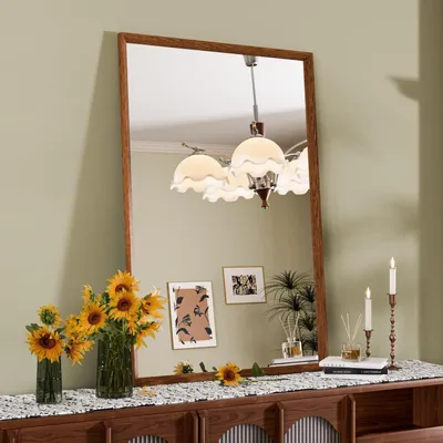 Immagine prodotto di Specchio da parete vintage, color marrone, 60 x 90 cm, rettangolare, specchio da trucco, decorativo