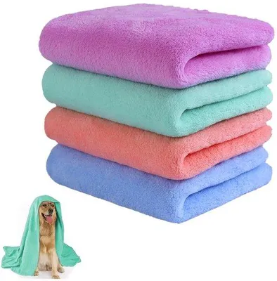 Immagine prodotto di Set di asciugamani in microfibra Unyqoos® (4 pezzi) – asciugamani morbidi e assorbenti per animali domestici, dimensioni 75 x 35 cm, lavabili, ideali per asciugare cani e gatti