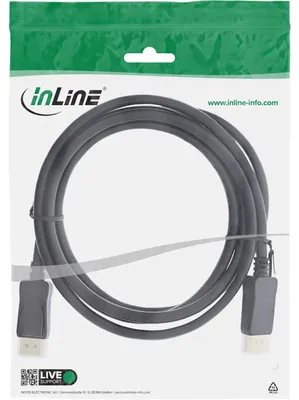 Produktbild von InLine DisplayPort 1.4 Kabel, 8K4K, schwarz, vergoldete Kontakte, 1,5m, 1,5 m, DisplayPort, DisplayPort, Stecker, Stecker, 7680 x 4320 Pixel