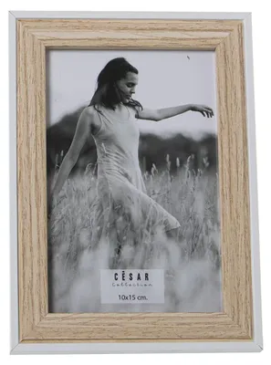 2er-Set Bilderrahmen 10x15 cm, MDF-Holz, Weiß/Natur, 14x19x1,5 cm