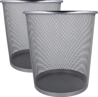 Produktbild von Westcott Papierkorb Mesh Silber (2er-Set) | 2 x Mülleimer aus Drahtgeflecht mit 13 Liter Fassungsvermögen | Abfalleimer für Büro, Homeoffice oder Haushalt | E-744607 00